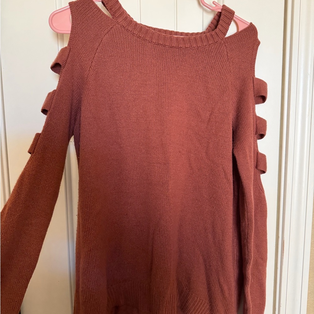Love Riche Off-the-Shoulder Sweater - Terracotta